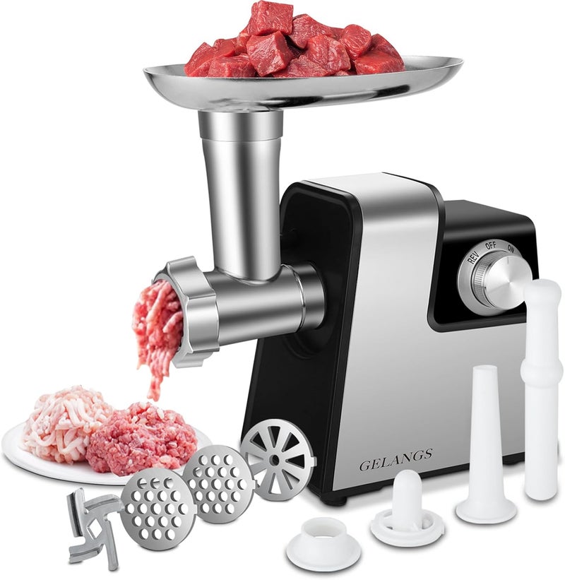 GELANGS Electric Meat Grinder，350W(2800W Max) Sausage Stuffer Maker with Sausage Stuffer Tubes & Kubbe Kit，Food Grinder with Blade & 3 Plates For Home Kitchen Use - Image 1